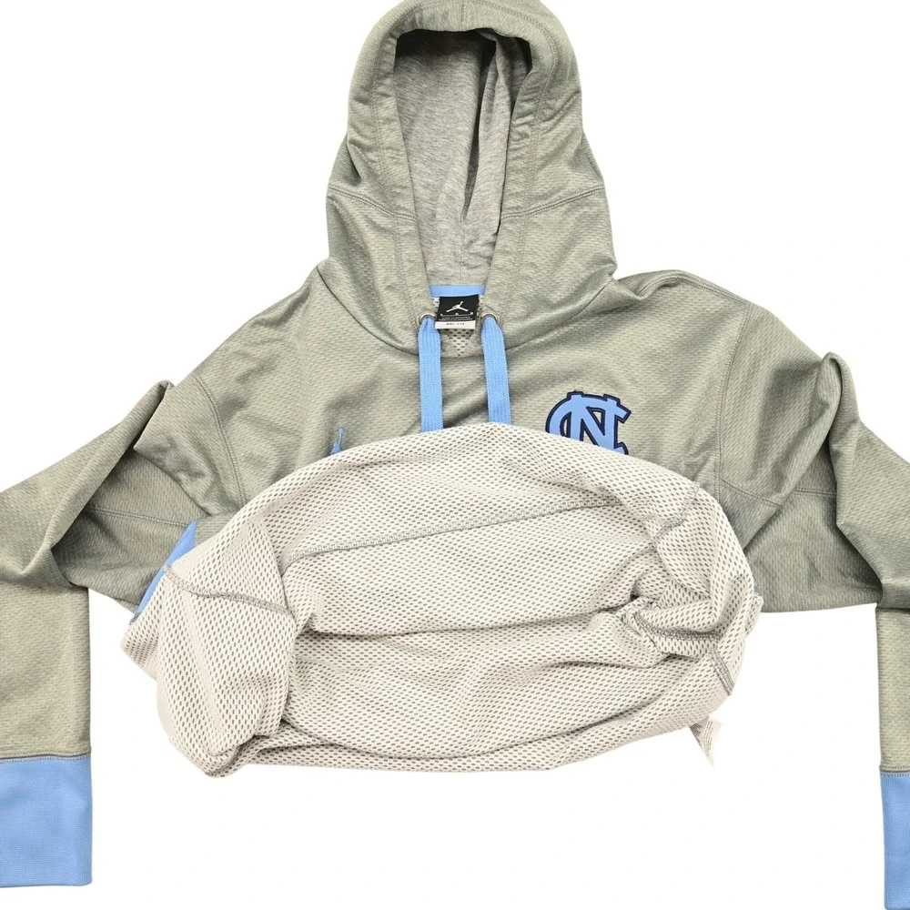 Jordan UNC Tar Heels Elite Dri Fit Hoodie Grey Back Graphic Team Issued Mens L